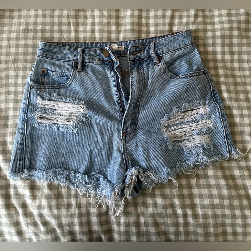 Billabong x The Salty Blonde Light Blue Distressed Denim Shorts